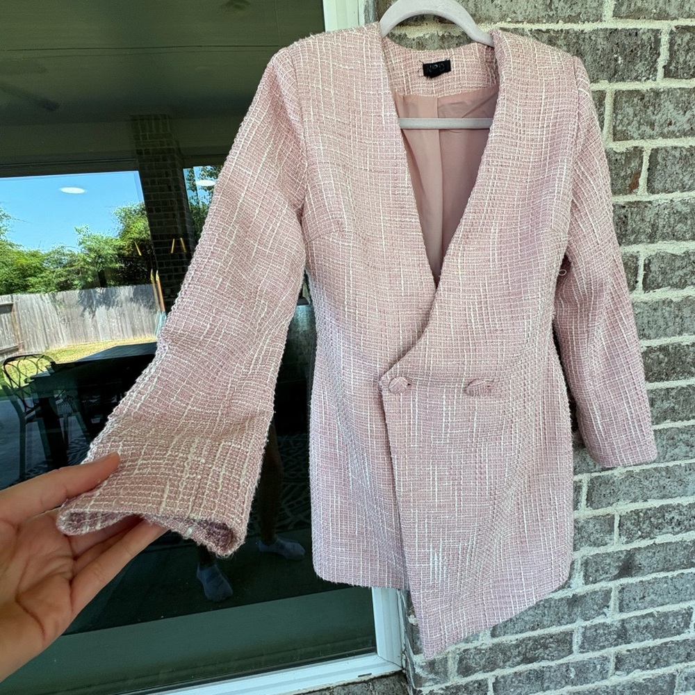 Revolve NBD Elegant Pink Tweed Women's Coat Dress - Picture 6 of 16